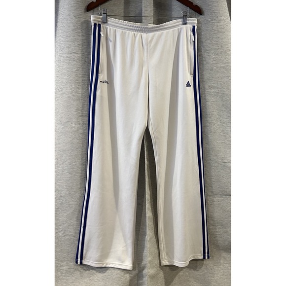 ADIDAS‎ Clima365 Climalite Adipure White Blue Track Pants Size Medium Y2K